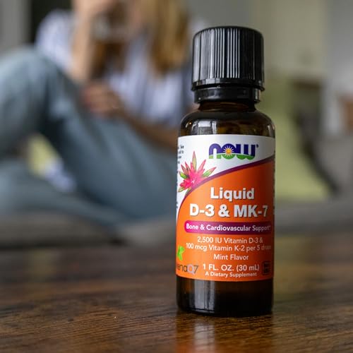 Buy now NOW Foods Supplements, Liquid D-3 & MK-7 with 2,500 IU Vitamin D-3 & 100 mcg Vitamin K-2 per 5 drops, 1-Ounce at indiglob india