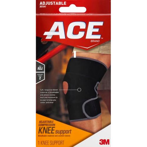 Buy now ACE Brand Adjustable Compression Knee Support, Moderate Support for Weak, Sore or Injured Joints, One Size Fits Most at indiglob india