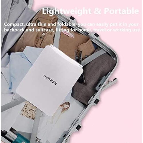 Buy now deweisn Folding Lighted Makeup Mirror with 72 LEDs 3 Colors Light Modes USB Rechargable 1800mA Batteries Portable Ultra Thin Compact Vanity Mirror Dimmable Travel Mirror at indiglob india