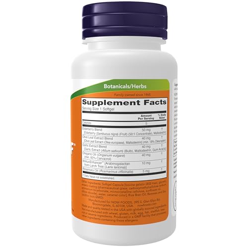Buy now NOW Supplements, AlliBiotic CFÆ’?â€º, with Garlic Extract, Olive Leaf Extract, Elderberry & Oregano, Non-Drowsy Formula, 60 Softgels at indiglob india