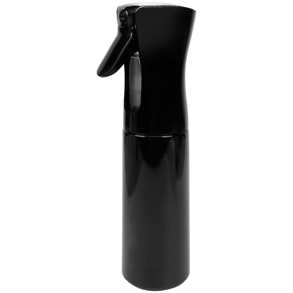 Spray Bottle for Hair (10.1oz/300ml) - 2 Seconds of Mist - Empty Ultra Fine Plastic Water Sprayer, For Hairstyling, Cleaning, Salons, Plants, Essential Oil Scents & More - Black，Press it 3 times