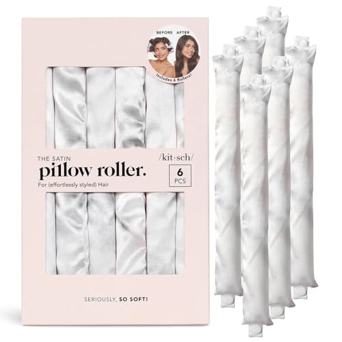 Buy now Kitsch Satin Pillow Rollers -Heatless Hair Curler, Hair Rollers, Heatless Curls Overnight, Flexible Curling Rods for Long &Short Hairs, Flexi Rod Curlers to Sleep in, Overnight Blowout Rods-6pc Marble at indiglob india