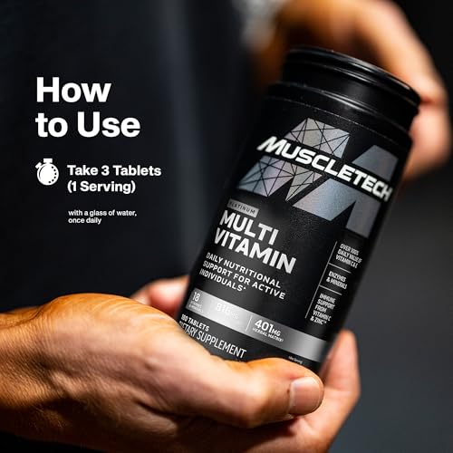 Buy now MuscleTech Platinum Multivitamins for Men & Women - Multi-Vitamin Supplement for Immune Support - 18 Vitamins & Minerals, Vitamin A C D E B6 B12 - Daily Workout Supplements for Men - 180 Capsules at indiglob india