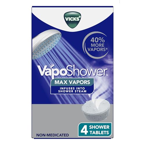 Buy now Vicks VapoShower Max Tablets, Non-Medicated Eucalyptus Shower Steamer Tablets, Menthol, Aromatherapy, 4ct at indiglob india