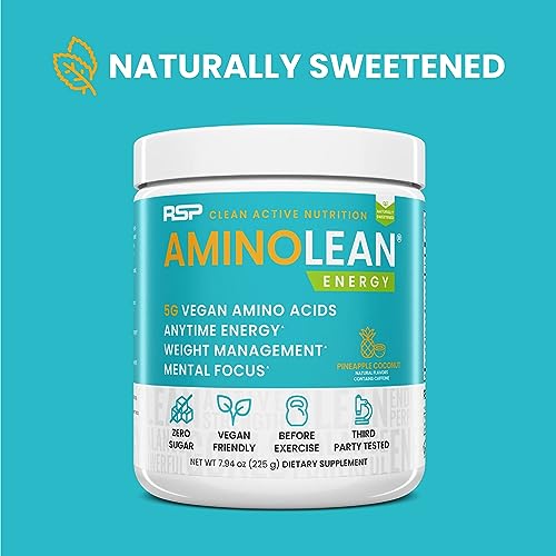 Buy now RSP Vegan AminoLean â€“ All-in-One Natural Pre Workout, Amino Energy, Weight Management with BCAAs, Complete Vegan Preworkout Powder, Pineapple Coconut at indiglob india