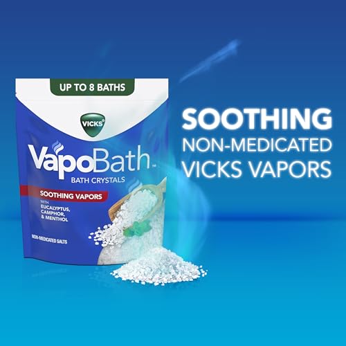 Buy now Vicks VapoBath, Bath Crystals, Soothing Non-Medicated Vicks Vapors, Refreshing Aromatherapy with Eucalyptus, Menthol, and Essential Oils, Bath Salts, 24oz at indiglob india