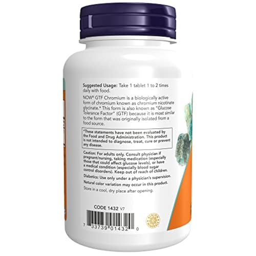 Buy now NOW Foods Supplements, GTF (Glucose Tolerance Factor) Chromium 200 mcg, Insulin Co-Factor*, 250 Tablets at indiglob india