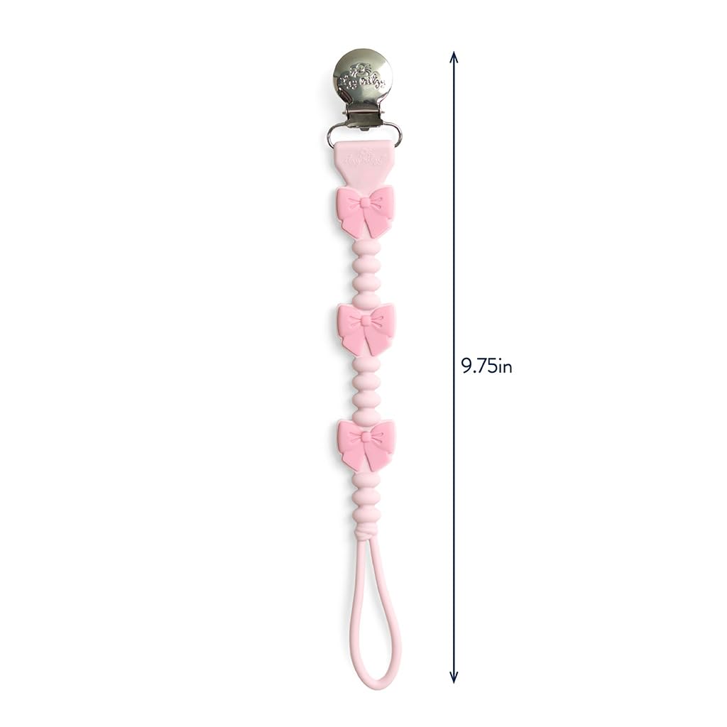 Itzy Ritzy Silicone Pacifier Clip, Binky Clip Holder for Babies (Pink Bows)