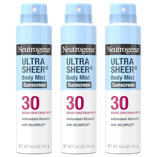 Buy now Neutrogena Ultra Sheer Body Mist Sunscreen Spray, Broad Spectrum SPF 30, Oil-Free & Non-Comedogenic UVA/UVB, 5 oz Pack of 3, Packaging may vary at indiglob india
