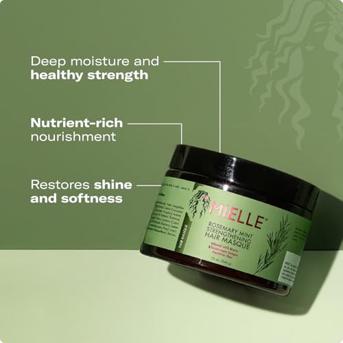 Buy now Mielle Organics Rosemary Mint Strengthening Hair Mask for Damaged Hair - Deep Conditioning Treatment Enriched with Biotin, Honey & Coconut Oil - Helps Encourage Longer, Healthier Strands (12 Oz) at indiglob india