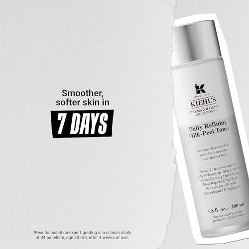 Buy now Kiehl's Daily Refining Milk-Peel Toner, Gentle Exfoliating Facial Toner, Refines Skin Texture, Brightens & Softens Skin, Restores Moisture, with Lipo-Hydroxy Acid & Almond Milk - 6.8 fl oz at indiglob india