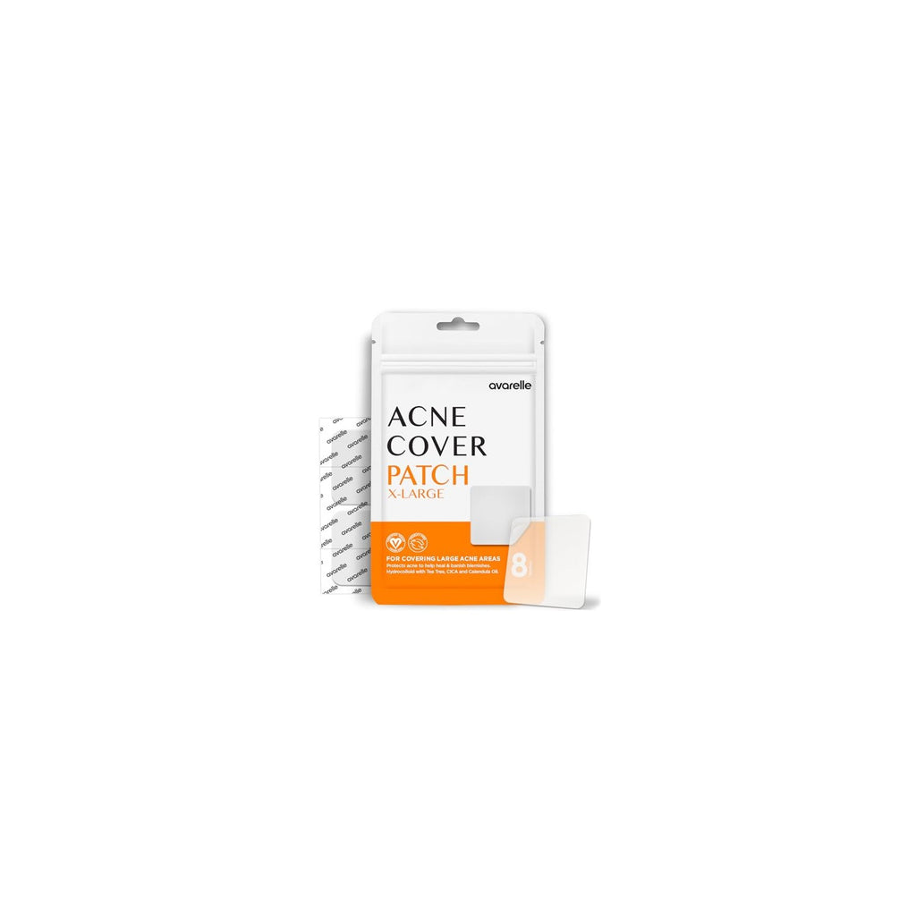 Buy now AVARELLE Acne Patches XL, Acne Cover Patch Large | Pimple Patches for Face Cheek & Nose (8 Count) | Large Hydrocolloid Acne Treatment with Tea Tree, Calendula, & Cica at indiglob india