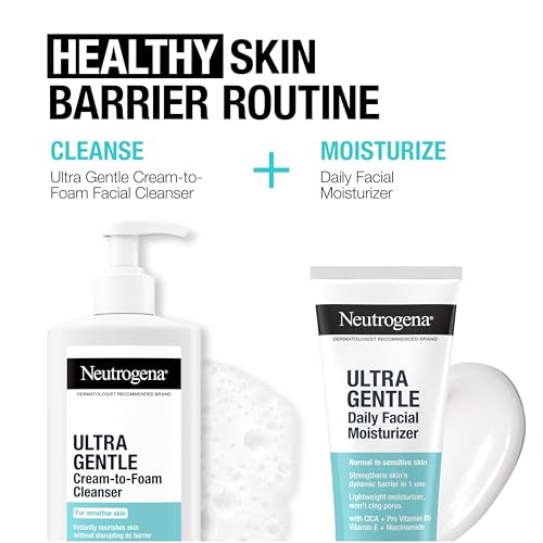 Buy now Neutrogena Ultra Gentle Cream to Foaming Face Wash for Sensitive Skin, Fragrance-Free Gentle Facial Cleanser, Hypoallergenic Skin Care, Non-Comedogenic Makeup Remover, 8.5 oz at indiglob india