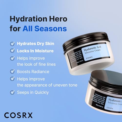 Buy now COSRX Hyaluronic Acid Moisturizing Cream, Long-lasting Hydration, Rich Moisturizer for Sensitive Skin 3.52 oz / 100g, Korean Skin Care, Animal Testing Free, Parabens Free at indiglob india