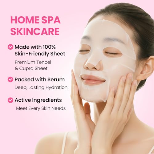Buy now GLAM UP Korean Facial Sheet Mask 12 Combo Pack | Hydrating & Moisturizing Face Mask for Glass Skin | Soothing Korean Skincare for Sensitive, Dry Skin | Bulk Face Masks Gift Set for Home Spa at indiglob india