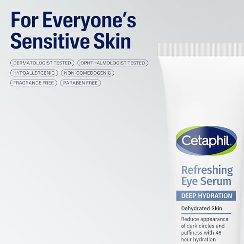 Buy now CETAPHIL Deep Hydration Refreshing Eye Serum, 0.5 fl oz, 48Hr Hydrating Under Eye Cream to Reduce the Appearance of Dark Circles, With Hyaluronic Acid, Vitamin E & B5 (Packaging May Vary) at indiglob india