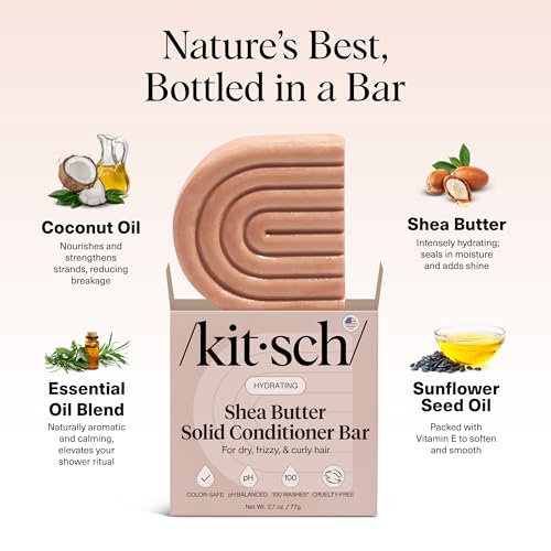 Buy now Kitsch Shea Butter Conditioner Bar Æ’?? Shea Moisture Conditioner for Soft, Hydrated Hair Æ’?? Solid Hair Conditioner for Hair Care Æ’?? Paraben, Sulfate & Silicone-Free, Vegan, Made in USA - 2.7 oz at indiglob india