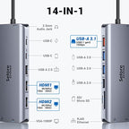 Buy now USB C Docking Station Dual Monitor,USB C Dual Monitor 2 HDMI Adapter,Triple Display 4K HDMI&VGA,10Gbps Data Transfer,14 in 1-3USB3.0&2USB2.0,Gigabit Ethernet,100W PD,SD/TF Card Reader,3.5mm Audio at indiglob india