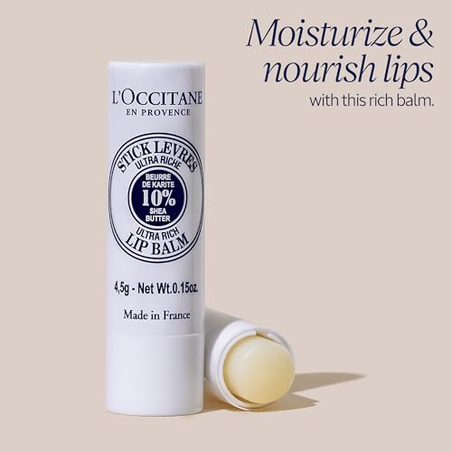 Buy now L'OCCITANE 10% Organic Shea Butter Ultra Rich Lip Balm Stick, Moisturizes, Nourishes, Repairs & Softens Dry, Chapped Lips, Long Lasting, Vegan at indiglob india