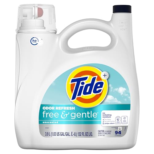 Buy now Tide Free and Gentle Odor Refresh Laundry Detergent Liquid, 94 Count, 132 fl oz, Hypoallergenic Laundry Detergent at indiglob india