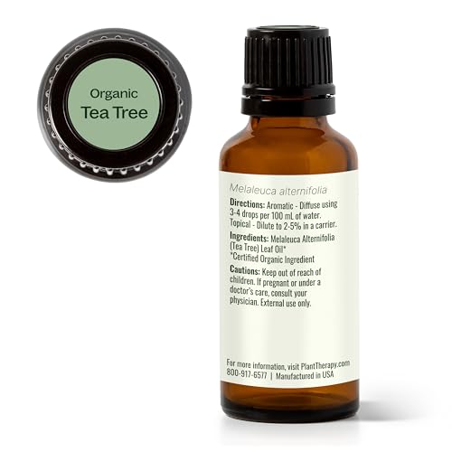 Buy now Plant Therapy Organic Tea Tree Oil (Melaleuca) 100% Pure, USDA Certified Organic, Undiluted, Natural Aromatherapy, Therapeutic Grade 30 mL (1 oz) at indiglob india