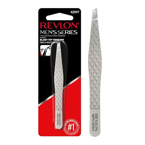 Buy now Revlon Slanted Tip Tweezers for Men, Ultra-Sharp for Precision Eyebrow Shaping and Facial Hair Removal, Larger Non-Slip Grip, Stainless Steel, 1 count at indiglob india