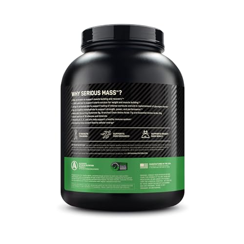 Buy now Optimum Nutrition Serious Mass, Weight Gainer Protein Powder, Mass Gainer, Vitamin C and Zinc for Immune Support, Creatine, Vanilla, 6 Pound (Packaging May Vary) at indiglob india