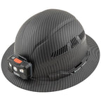 Buy now Klein Tools 60347 Hard Hat, Vented Full Brim, Class C, Premium KARBN Pattern, Rechargeable Lamp, Padded Sweat-Wicking Sweatband, Top Pad at indiglob india