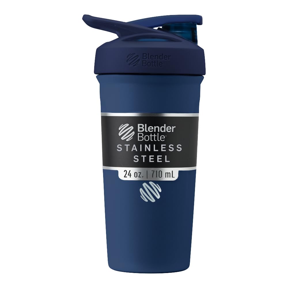 Buy now BlenderBottle Strada Shaker Cup Insulated Stainless Steel Water Bottle with Wire Whisk, 24-Ounce, Black at indiglob india