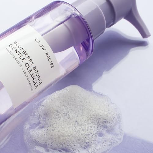 Buy now Glow Recipe Blueberry Bounce Exfoliating Face Wash - Foaming Facial Cleanser, Makeup Remover & Clarifying Mask - Hydrating Hyaluronic Acid & Gentle AHA for Sensitive Skin - Korean Skincare, 160ml at indiglob india