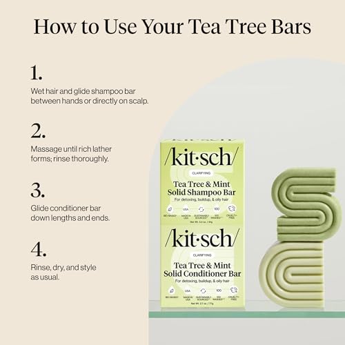 Buy now Kitsch Clarifying Tea Tree Shampoo and Conditioner Set â€“ Shampoo & Conditioner Bar for Women and Men, Scalp & Oil Control Hair Care â€“ Free of Paraben, Sulfate & Silicone â€“ Made in USA - 2 pcs at indiglob india