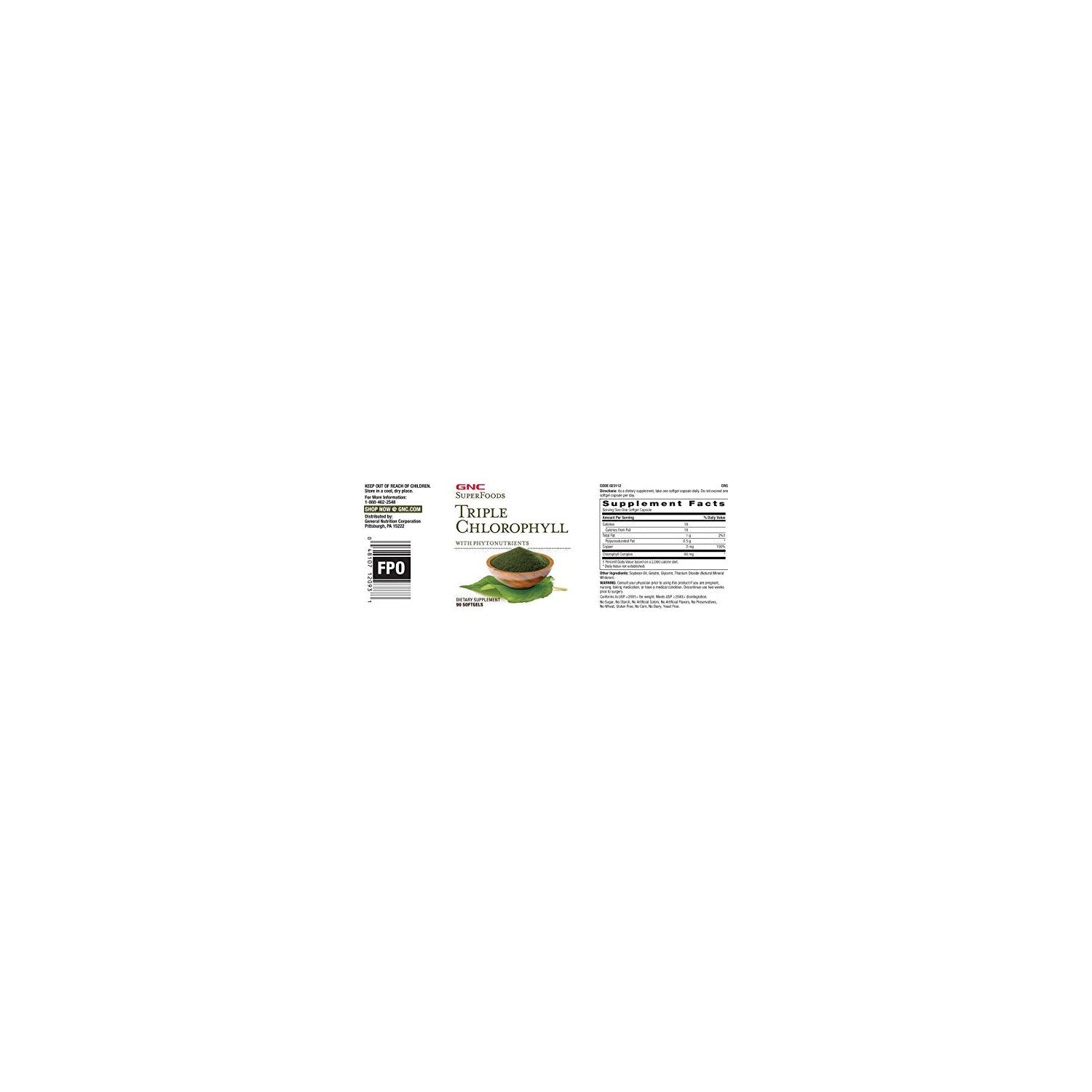 Buy now GNC Superfoods Triple Chlorophyll, 90 Softgels at indiglob india