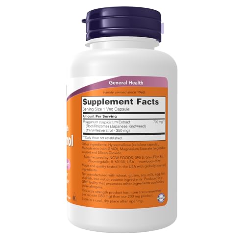 Buy now NOW Foods Supplements, Extra Strength Resveratrol 350mg, Natural Trans Resveratrol from 700 mg Japanese Knotweed Extract, 60 Veg Capsule at indiglob india