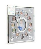 Buy now Tiny Ideas Baby's My First Year Picture Frame, Classic Newborn Keepsake, Monthly Baby Milestone Photos, Silver at indiglob india