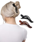 Buy now Kitsch Flat Hair Clips for Women - Strong Hold, No Slip Grip Flat Claw Clips | Sleek Curved Design For Comfortable Look | Hair Accessories For Girls | Ideal Gifts for Women - Black & Tortoise, 2pcs at indiglob india