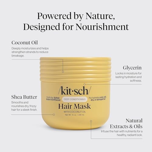 Buy now Kitsch Deep Conditioning Hair Mask â€“ Moisturizing Hair Mask for Damaged Hair with Coconut Oil â€“ Hydrating, Strengthening & Frizz-Reducing Hair Care Treatment for Curly, Coily & All Hair Types - 10 oz at indiglob india
