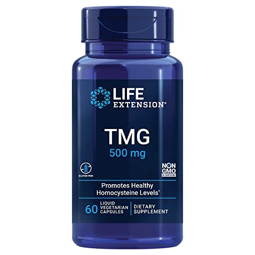 Buy now Life Extension TMG, trimethylglycine, Encourages Healthy homocysteine Levels, Non-GMO, Gluten-Free, Vegetarian, 60 Capsules at indiglob india