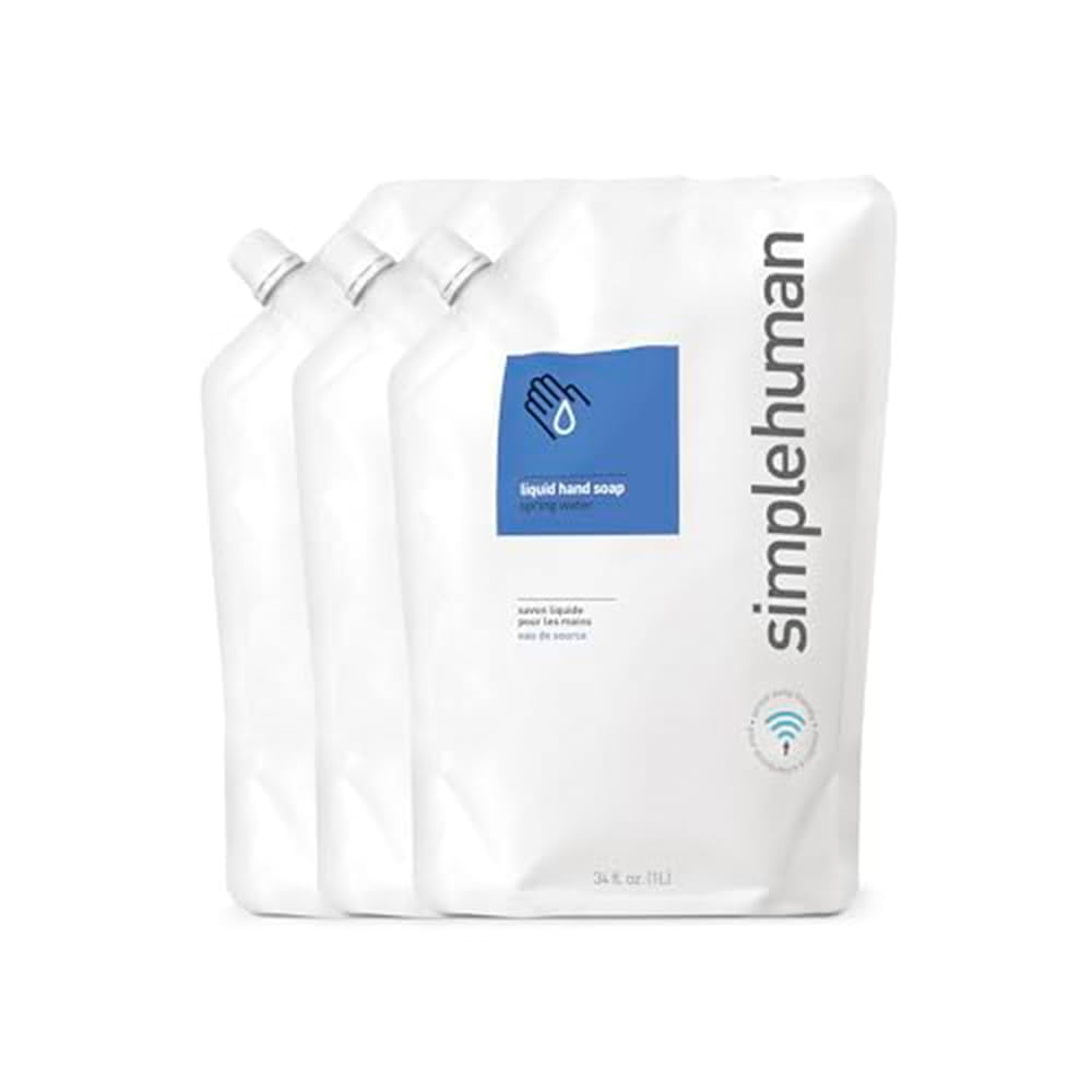 Buy now simplehuman Fragrance Free Moisturizing Liquid Hand Soap Refill Pouch, 34 Fl. Oz, Pack of 6 at indiglob india