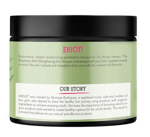 Buy now Mielle Organics Rosemary Mint Strengthening Hair Mask for Damaged Hair - Deep Conditioning Treatment Enriched with Biotin, Honey & Coconut Oil - Helps Encourage Longer, Healthier Strands (12 Oz) at indiglob india