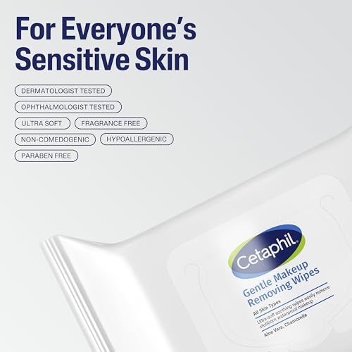 Buy now Cetaphil Gentle Makeup Removing Face Wipes, Daily Cleansing Facial Towelettes Gently Remove Makeup, Fragrance and Alcohol Free, 25 Count at indiglob india