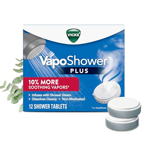 Buy now Vicks, VapoShower Plus, Shower Steamers, Eucalyptus Shower Steamer & Menthol Scent, Clean Dissolving Vapor Shower Tablets, Aromatherapy Shower Steamer & Shower Bombs, 12 count at indiglob india