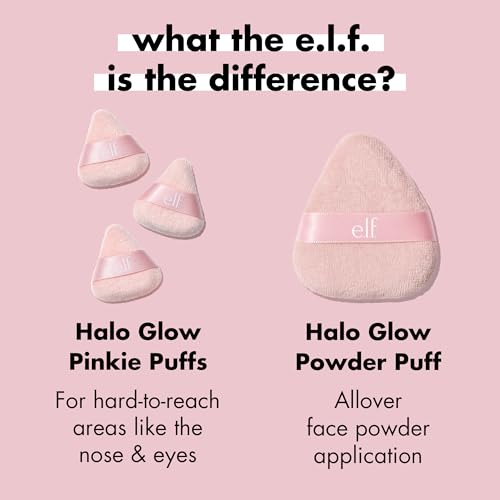 Buy now e.l.f. Halo Glow Pinkie Puffs, Finger-sized, Mini Puff For Applying Loose & Pressed Powders, Soft, Reusable & Washable, Vegan & Cruelty-Free, Set of 3 at indiglob india