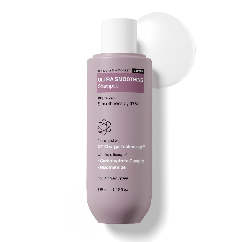 Bare Anatomy Ultra Smoothing Shampoo for Dry and Frizzy Hair | Restores Smoothing & Texture by 37% | Powered By Carbohydrate Complex & Niacinamide | SLS & Paraben Free | Vegan | For Men & Women 750ml