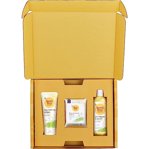 Buy now Burt's Bees Baby Gift Set for Baby Showers, Includes Baby Essentials, Shampoo and Wash with Lavender, Body Lotion, Wipes and Cloths, Naturally-Derived Origin Skincare, 3 Count at indiglob india