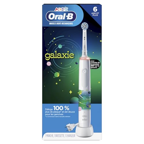 Buy now Oral-B Kids Electric Toothbrush with Coaching Pressure Sensor and Timer, Rechargeable Toothbrush with Brush Head, Sparkle & Shine at indiglob india