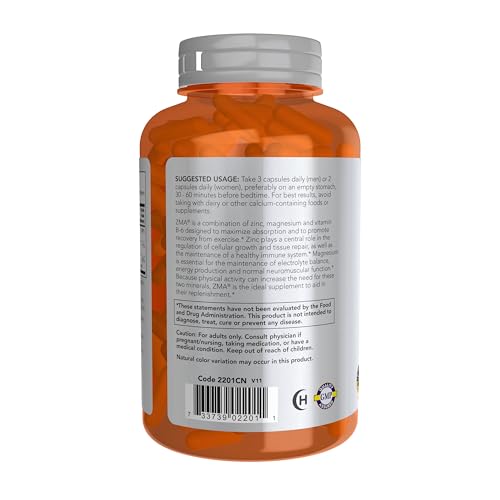Buy now NOW Foods Sports Nutrition, ZMA (Zinc, Magnesium and Vitamin B-6), Enhanced Absorption, Sports Recovery*, 180 Capsules at indiglob india