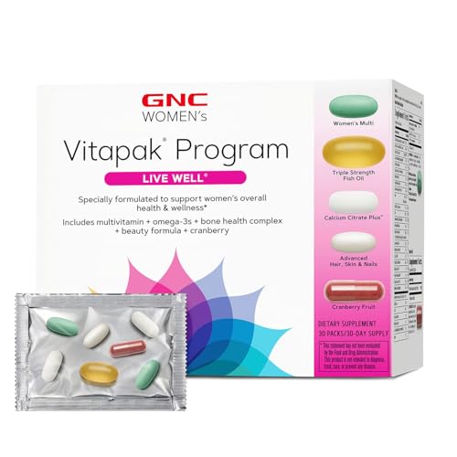 Buy now GNC Womenâ€™s Live Well Vitapak Program, Convenient Complete Nutrition, 5 Products in 1 Pack, Cranberry, Collagen, Clinically Proven Ingredients, Biotin, Beauty, Immune, Metabolism, Fish Oil, 30 svgs at indiglob india