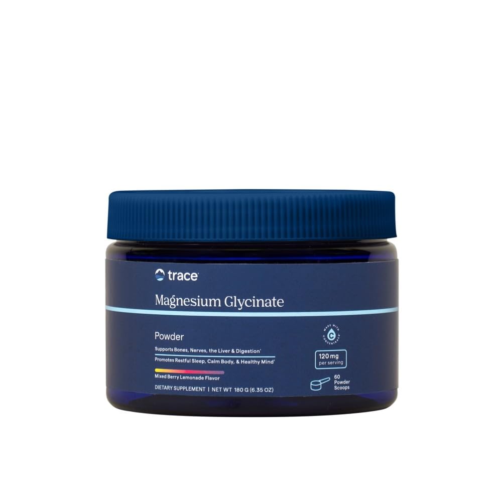 Trace Minerals Magnesium Glycinate Powder, Mixed Berry Lemonade | High absorption chelated form, Gentle on stomach, ionic trace minerals, Calm muscles and mood