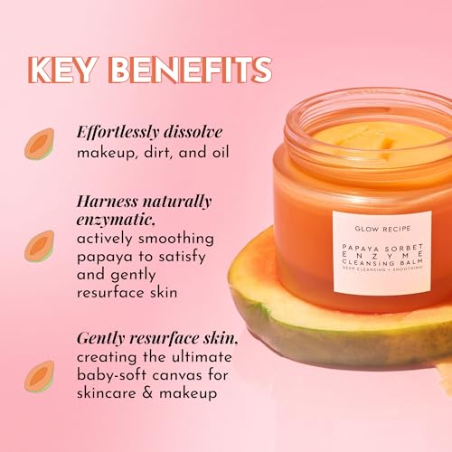 Buy now Glow Recipe Papaya Enzyme Cleansing Balm Makeup Remover - Gentle Exfoliator, Makeup Melting Balm & Face Cleanser for Women - Exfoliating Face Wash to Even Skin Tone & Lock-in Facial Hydration (3.38oz) at indiglob india