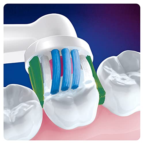 Buy now Oral-B 3D White Electric Toothbrush Head with CleanMaximiser Technology, Angled Bristles for Deeper Plaque Removal, Pack of 4, White at indiglob india